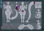  absurd_res ambiguous_gender anthro charonnix claws dragon female genitals goo_(disambiguation) grey_body grey_scales gynomorph hi_res horn intersex knot model_sheet multi_limb nude penis purple_eyes pussy scales solo wings 