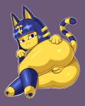  4:5 animal_crossing ankha_(animal_crossing) anthro anus butt domestic_cat featureless_feet felid feline felis female frown genitals hand_on_butt hi_res looking_at_viewer looking_back lying mammal nintendo nude on_side paws pussy simple_background sleepiitreat solo video_games 