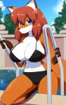  10:16 anthro big_breasts bikini blue_eyes breasts canid canine cleavage clothed clothing female fox hi_res kojiro-brushard looking_at_viewer mammal smile solo swimwear 