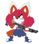  absurd_res ailurid alpha_channel angry anthro blazer bottomwear clothed clothing ditzz doki_doki_literature_club! female footwear gun hair hi_res m1014 mammal monika_(doki_doki_literature_club!) murderous_intent ranged_weapon red_hair red_panda shoes shotgun skirt sneakers solo ursid video_games visual_novel weapon 