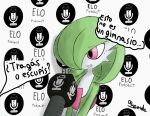  awkward bodily_fluids clothing female gardevoir hat headgear headwear humanoid microphone nervous nervous_smile nintendo not_furry podcast pok&eacute;mon pok&eacute;mon_(species) rusoide smile solo spanish_text sweat text thinking video_games 