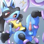  1:1 anal anal_penetration animal_genitalia anthro anthro_penetrated balls blush bodily_fluids bound bound_by_tentacles censored cum cum_in_ass cum_inside cum_while_penetrated cumshot doneru ejaculation erection genital_fluids genitals hi_res kemono lucario male male_penetrated nintendo open_mouth orgasm penetration penis pok&eacute;mon pok&eacute;mon_(species) solo tentacle_in_ass tentacle_penetration tentacle_sex tentacles video_games 