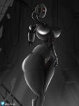  3:4 big_breasts big_butt breasts butt damaged detailed_background female genitals glados handless hi_res huge_breasts huge_butt humanoid machine motley_ad nipples not_furry nude orange_eyes portal_(series) pussy robot robot_humanoid solo thick_thighs valve video_games wire 