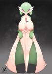  2021 areola big_breasts biped blush bodily_fluids breasts condom_wrapper eyelashes female front_view full-length_portrait gardevoir genital_fluids genitals gradient_background green_body hi_res humanoid inverted_nipples licking licking_lips multicolored_body nintendo nipples not_furry pink_areola pink_nipples pok&eacute;mon pok&eacute;mon_(species) portrait pussy pussy_juice red_eyes simple_background smile solo standing steam sweat tongue tongue_out two_tone_body usssar12 video_games white_body 