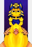  absurd_res animal_crossing ankha_(animal_crossing) ankha_zone anthro domestic_cat duo egyptian felid feline felis female genitals hi_res humanoid humanoid_genitalia humanoid_hands humanoid_on_anthro humanoid_penis looking_at_viewer male male/female mammal moonrick nintendo obscured_character penis sex thigh_sex video_games villager_(animal_crossing) yellow_body 