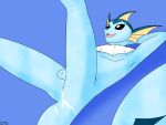  4:3 anthro anthrofied balls blue_body bodily_fluids cum cum_in_ass cum_inside cum_leaking digital_media_(artwork) dustin_c eeveelution erection genital_fluids genitals hi_res looking_at_viewer male nintendo nude open_mouth pok&eacute;mon pok&eacute;mon_(species) simple_background smile solo vaporeon video_games 