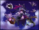  anthro big_breasts breasts broom cleaning_tool clothing cloud crossed_legs eeveelution espeon female garter_straps gastly hat haunter headgear headwear hi_res high_heels lampent misdreavus nintendo nipple_outline noibat pok&eacute;mon pok&eacute;mon_(species) sky the_lost_artist tongue tongue_out video_games witch_hat 