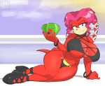  anthro archie_comics big_breasts black_nose blue_eyes breasts chaos_emerald cleavage clothed clothing cybernetic_attachment cybernetics echidna female hair hi_res high_heels lien-da machine mammal mklancer00 monotreme pink_hair red_body sega smile solo sonic_the_hedgehog_(archie) sonic_the_hedgehog_(comics) sonic_the_hedgehog_(series) teeth wide_hips 