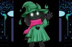  &lt;3 3_toes anthro barefoot bovid caprine clothing deltarune feet gesture goat happy hat headgear headwear hi_res magic mammal monster ralsei scarf shamziwhite solo toes undertale undertale_(series) video_games waving 