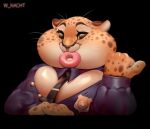  absurd_res benjamin_clawhauser breasts clothing crossgender dessert disney doughnut felid female food hi_res mammal police_uniform solo uniform winter_nacht zootopia 