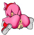  absurd_res amy_rose anthro anus big_butt bodily_fluids bottomless butt butt_focus clothed clothing etherealhatred eulipotyphlan female genital_fluids genitals hedgehog hi_res mammal pussy pussy_juice rear_view sega solo sonic_the_hedgehog_(series) sweat sweatdrop thick_thighs y_anus 