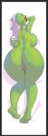  2021 alien anus ass_up big_breasts big_butt border breast_rest breasts butt curvy_figure dakimakura_design disney dracreloaded eyelashes female freckles full-length_portrait genitals green_body green_skin grey_border hair hi_res high-angle_view huge_breasts huge_butt humanoid humanoid_pointy_ears long_hair looking_back lord_dominator lying mohawk not_furry nude on_front open_mouth open_smile portrait pussy rear_view red_sclera sharp_teeth smile solo teeth voluptuous wander_over_yonder white_hair wide_hips 