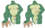  anthro augensinum dozer_(extracurricular_activities) extracurricular_activities genitals green_body green_skin komodo_dragon lizard male monitor_lizard multicolored_body multicolored_skin musclegut muscular overweight overweight_male penis reptile scalie solo two_tone_body two_tone_skin 