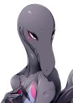  2021 anthro black_body blush female female_focus hi_res leisure_bug markings nintendo pok&eacute;mon pok&eacute;mon_(species) salazzle shaded simple_background smile smiling_at_viewer solo video_games white_background 