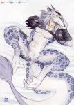  absurd_res anthro armwear bed biped clothed clothing fur furniture hi_res looking_at_viewer lying male mammal murazaki on_back on_bed painting_(artwork) pubes seductive sergal simple_background skimpy smile solo spread_legs spreading traditional_media_(artwork) watercolor_(artwork) white_background 