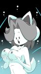  9:16 anthro breasts canid canine felid feline female fullmetalsketch hair hi_res mammal nipples nude open_mouth open_smile simple_background smile tem temmie_(undertale) undertale undertale_(series) video_games white_body 