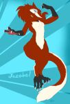  absurd_res anthro claws digital_media_(artwork) female fur hair hi_res looking_at_viewer mammal nude sergal simple_background smile smug solo winteranswer 