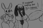  2020 absurd_res anthro beastars big_breasts big_butt breasts butt clothed clothing digital_media_(artwork) duo duo_focus erection female fur genitals group haru_(beastars) hi_res huge_breasts huge_butt kyuu_(beastars) lagomorph leporid male mammal monochrome nude penis pussy rabbit repomorame simple_background size_difference text thick_thighs 