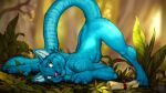  16:9 2021 4_fingers 4_toes anchee anthro ass_up blue_body blue_fur digital_media_(artwork) domestic_cat feet felid feline felis fingers fur green_eyes kraft_trio male mammal smile solo toes widescreen 