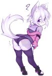  absurd_res anthro bare_shoulders bent_over butt canid canine canis clothing domestic_dog female hair hi_res kemono legwear looking_at_viewer looking_back mammal panties presenting presenting_hindquarters solo stockings surprise syrup_(artist) underwear upskirt 