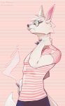  abstract_background anthro biped canid canine carlo_(ibsolum) cigarette clothed clothing collar digital_media_(artwork) eyewear feliscede fully_closed fur glasses head_tuft hi_res male mammal shaded shirt smoke solo spiked_collar spikes standing topwear tuft 