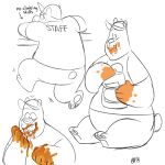  1:1 2015 anthro belly clothing disney eating food genotter gravity_falls hat headgear headwear honey_(food) licking mammal multiple_poses overweight pose shirt simple_background sitting solo soos text text_on_clothing text_on_shirt text_on_topwear tongue tongue_out topwear ursid white_background 