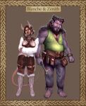  canid canine claws clothed clothing digital_media_(artwork) dungeons_and_dragons duo ear_piercing ear_ring fantasy female fur hair hasbro hi_res horn horned_humanoid human humanoid humanoid_pointy_ears male male/female mammal not_furry original_character_do_not_steal piercing simple_background smokiiie tiefling were werecanid werecanine werewolf wizards_of_the_coast 