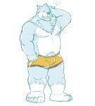  2014 anthro bulge canid canine canis clothing domestic_dog eyes_closed hi_res humanoid_hands kemono l2al3biz male mammal nipples overweight overweight_male simple_background solo underwear white_background 