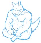  2015 anthro barely_visible_genitalia barely_visible_penis belly blush genitals humanoid_hands kemono kick_(artist) male mammal moobs navel nipples penis rhinocerotoid simple_background sitting sketch slightly_chubby solo white_background 