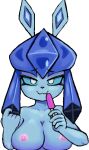  2021 5_fingers animated anthro anthrofied areola bedroom_eyes big_breasts black_nose blue_body blue_fur blue_sclera breasts eeveelution fangs female fingers food fur glaceon holding_food holding_object holding_popsicle inviting licking_popsicle looking_at_viewer low_res narrowed_eyes nebssik nintendo nipples nude pink_nipples pok&eacute;mon pok&eacute;mon_(species) pok&eacute;morph popsicle seductive short_playtime smile solo tongue tongue_out video_games white_eyes 