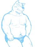  2015 anthro belly blush bulge canid canine canis clothing domestic_dog humanoid_hands kemono kick_(artist) male mammal moobs navel nipples overweight overweight_male simple_background sketch solo underwear white_background 