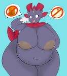  absurd_res anthro areola belly beverage big_areola big_belly big_breasts big_butt bodily_fluids breasts butt curvy_figure deep_navel embarrassed fan_character female food hi_res huge_butt jewelry looking_away navel nintendo nipples obese obese_anthro obese_female overweight overweight_anthro overweight_female plantedpot pok&eacute;mon pok&eacute;mon_(species) solo sweat thick_thighs video_games voluptuous weavile weight_gain wide_hips 