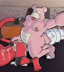  after_anal after_sex anal anthro belly blep blush bodily_fluids butt cum cum_on_butt duo foreskin genital_fluids genitals hi_res hunter-husky incineroar male male/male moobs muscular muscular_anthro muscular_male nintendo nipples overweight penis pok&eacute;mon pok&eacute;mon_(species) selfie slowbro sweat tongue tongue_out video_games 