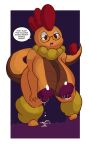  ? anthro big_breasts bodily_fluids breasts english_text eyewear female glasses huge_breasts lactating milk milk_on_floor nintendo non-mammal_breasts non-mammal_nipples open_mouth orange_body penlink pok&eacute;mon pok&eacute;mon_(species) scrafty smol_boss_(penlink) solo text video_games 