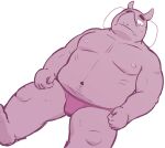  2015 anthro belly bulge clothing humanoid_hands kemono kick_(artist) lying male mammal moobs navel nipples overweight overweight_male pillow rhinocerotoid simple_background solo underwear white_background 
