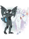  3_fingers 3_toes 4_fingers anthro barefoot black_body breasts duo feet female fingers fur genitals humanoid legendary_pok&eacute;mon nintendo nude pok&eacute;mon pok&eacute;mon_(species) pussy reshiram suckmycoccyx toes video_games white_body white_fur zekrom 
