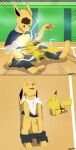  absurd_res after_transformation alsoflick battle dizzy eeveelution hi_res jolteon mid_transformation nintendo pikachu pok&eacute;mon pok&eacute;mon_(species) shocking species_transformation tackle transformation transformation_sequence video_games 