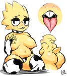  alphys animal_print anthro areola armwear bedroom_eyes belly big_breasts big_butt black_lipstick blush bodily_fluids breasts buckteeth butt choker chubby_anthro chubby_female claws clothed clothing cow_print curvy_figure elbow_gloves english_text eyeshadow eyewear female fingerless_elbow_gloves fingerless_gloves front_view glasses gloves handwear hi_res jewelry kneeling legwear leponsart lipstick lizard looking_at_viewer makeup mouth_shot multiple_images narrowed_eyes necklace nipples non-mammal_breasts non-mammal_nipples nude open_mouth open_smile panties rear_view reptile saliva saliva_string scales scalie seductive short_stack signature simple_background slightly_chubby smile solo squish teeth text thick_tail thigh_highs thigh_squish tongue tongue_out topless undertale undertale_(series) underwear video_games voluptuous wide_hips yellow_body yellow_scales 