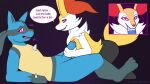  2021 ambiguous_gender ambiguous_penetrated anthro anthro_on_anthro anthro_penetrated anthro_penetrating anthro_penetrating_anthro black_body black_fur blue_body blue_fur braixen dabelette dialogue duo english_text erection fellatio foreskin fur genitals hand_on_penis hi_res humanoid_genitalia humanoid_penis hypnosis inner_ear_fluff lucario lying male male/ambiguous male_penetrating male_penetrating_ambiguous mind_control multi_tone_fur multicolored_body multicolored_fur nintendo nude on_back open_mouth oral oral_penetration penetration penile penis pok&eacute;mon pok&eacute;mon_(species) purple_background purple_eyes ringed_eyes sex simple_background speech_bubble text tuft two_tone_body two_tone_fur video_games yellow_body yellow_fur 