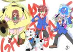  angoramon anthro bandai_namco brown_hair clothing digimon digimon_(species) digimon_ghost_game female fur gammamon group hair hi_res hiro_amanokawa human jellymon kiyoshiro_higashimitarai long_ears male mammal ruri_tsukiyono ryo_n7dgmn scared school_uniform uniform white_body white_hair yellow_body yellow_eyes yellow_fur 