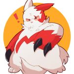  ! 1:1 2021 96tning anthro belly biped kemono nintendo overweight pok&eacute;mon pok&eacute;mon_(species) red_body simple_background solo video_games white_body zangoose 