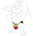  2021 4_toes absurd_res alternate_version_at_source anthro barefoot belly biceps big_ears big_eyes big_pecs big_quads black_speedo bristol cheek_tuft chest_tuft chin_tuft claws clothed clothing ear_tuft eyebrows facial_tuft fan_character feet fluffy_cheeks full-length_portrait green_speedo hand_behind_head hi_res league_of_legends looking_away looking_up male male_anthro mammal multicolored_speedo musclegut muscular muscular_anthro muscular_male navel pecs plantigrade portrait pubes quads red_speedo riot_games simple_background spot_color three-quarter_view toes topless topless_anthro topless_male triceps tuft video_games watermelon_bottomwear watermelon_clothing watermelon_pattern watermelon_speedo watermelon_swimwear white_background white_speedo yordle 