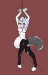  alternate_version_at_source anthro arms_above_head bdsm big_butt blush bondage bound breasts butt canid canid_demon claws clothing demon ear_piercing ear_ring female fur gatox_(artist) grey_body grey_fur harness hellhound helluva_boss hi_res legwear looking_at_viewer loona_(helluva_boss) mammal mostly_nude navel nipples notched_ear pentagram pentagram_harness piercing pink_nipples red_sclera signature simple_background solo submissive submissive_female thick_thighs toeless_legwear white_body white_fur 