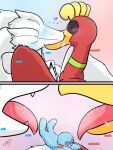  &lt;3 3:4 ambiguous_gender avian beak bird blue_eyes blush dragon feral fridaylugia fur heart_reaction hi_res ho-oh kissing legendary_pok&eacute;mon mythological_avian mythological_firebird mythology nintendo pok&eacute;mon pok&eacute;mon_(species) reshiram shared_heart spiral_eyes text tongue video_games white_body white_fur 