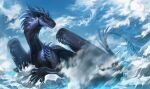  2021 absurd_res ambiguous_gender claws day detailed_background digital_media_(artwork) dragon feral hi_res horn ice kdromka membrane_(anatomy) membranous_wings outside reptile scales scalie sky solo spines western_dragon wings 