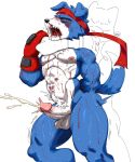  0onooo66 5:6 abdominal_bulge abs anthro asphyxiation balls bandai_namco biceps blood blush bodily_fluids boxing_gloves choking clothing digimon digimon_(species) duo ejaculation forced forced_orgasm gaomon genitals hands-free handwear hi_res male male/male muscular muscular_male orgasm pecs penis pubes rough_sex sex sweat 