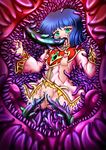  blue_hair breasts character_request green_eyes highres hozumi_touji kiss nipples pixiv_245802 pussy short_hair small_breasts tentacle torn_clothes 