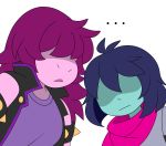  ... ambiguous_gender blue_hair blue_skin deltarune disappointed female friisans hair human kris_(deltarune) long_hair mammal pink_hair pink_skin scalie susie_(deltarune) 