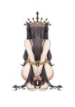  1girl aia_(pixiv15077492) arms_behind_back ass black_hair bound bound_arms chain completely_nude fate/grand_order fate_(series) from_behind highres ishtar_(fate) long_hair nude seiza sitting solo tiara two_side_up very_long_hair 