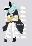  1girl absurdres bangs black_dress black_footwear blue_hair bunny carrot_sticks closed_mouth commentary copyright_name dress food frilled_dress frills full_moon grey_background half-closed_eyes hatsune_miku highres holding holding_food invisible_chair long_sleeves loveit_(vocaloid) moon nekoma_hikaru object_hug patterned_background red_eyes shoes sidelocks sitting sleeve_cuffs socks solo twintails vocaloid white_legwear 